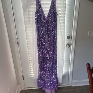 Elegant Purple Sequin Prom Dress
